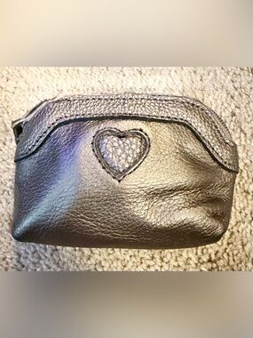 Brighton Metallic Brownish/Pewter Heart Cosmetic - Coin Pouch